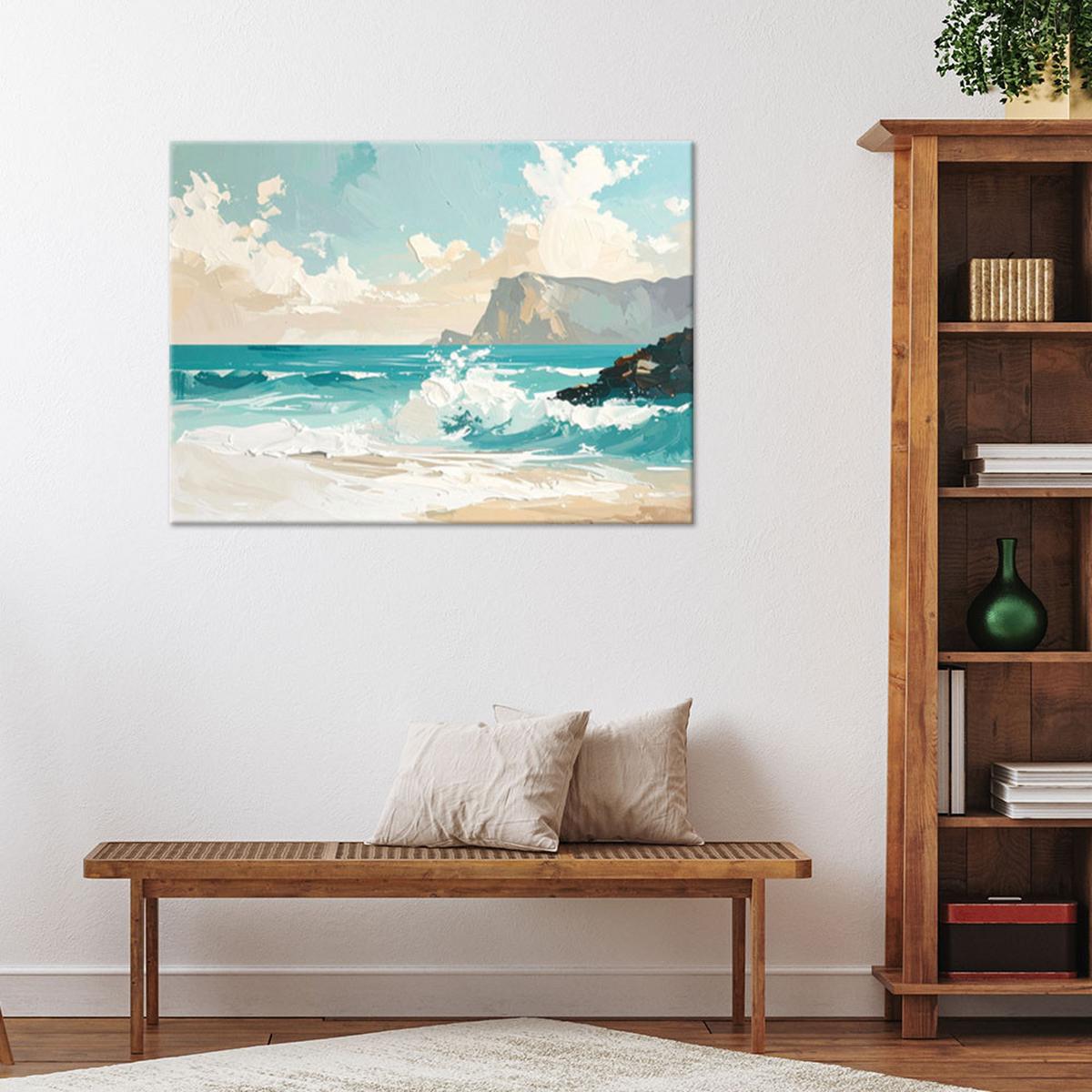LEINWANDBILD Landschaften 100x70cm - Türkis, Textil (100/70cm) - Feeby