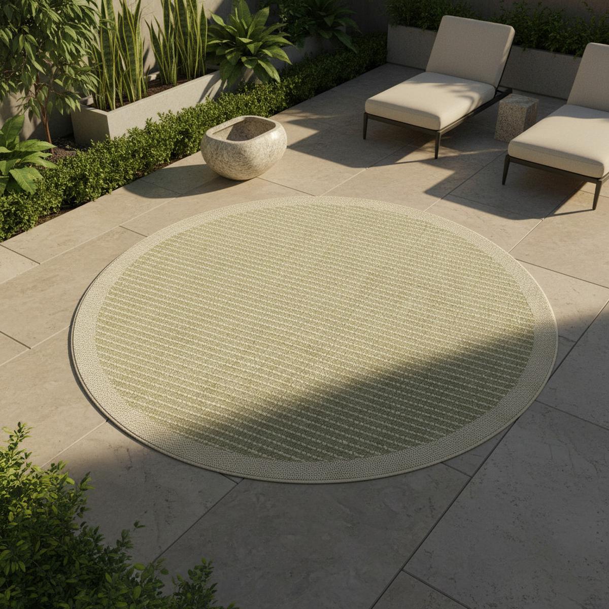 TEPPICH Outdoor DAFNE in Grün, einfarbig, Ø 200 cm - Grün, Textil (200/200cm) - KADIMA DESIGN