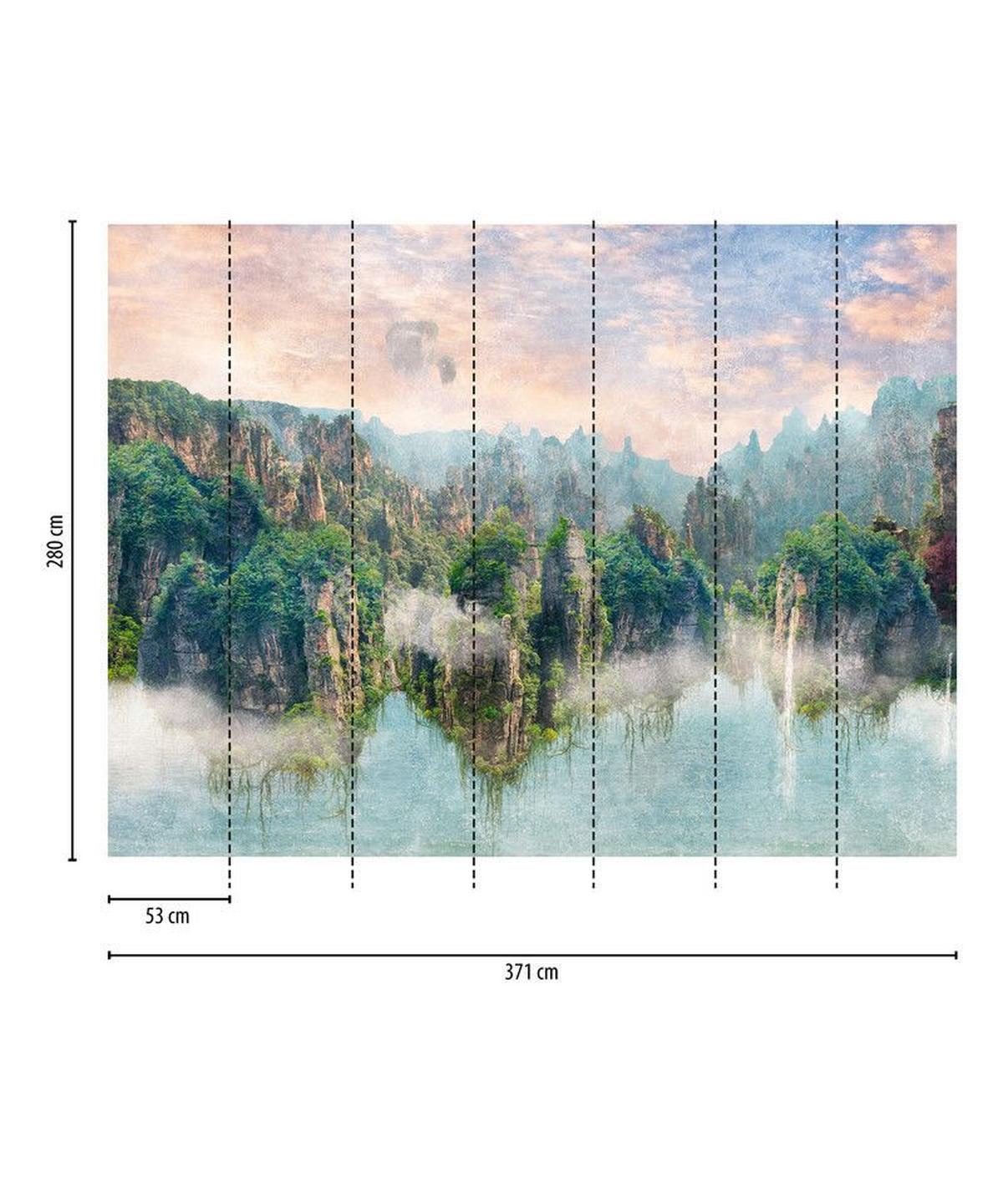 VLIESTAPETE Bunt 371/280 cm - Multicolor/Grün, Textil (371/1cm) - KUNSTLOFT