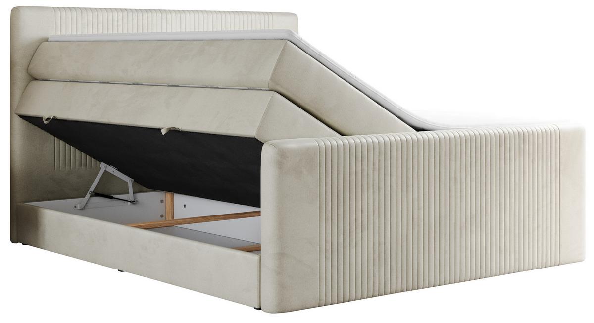 BOXSPRINGBETT KING DOREN 200/200 Beige Velvet - H3 - Beige, Holz/Textil (200/200cm) - MKS