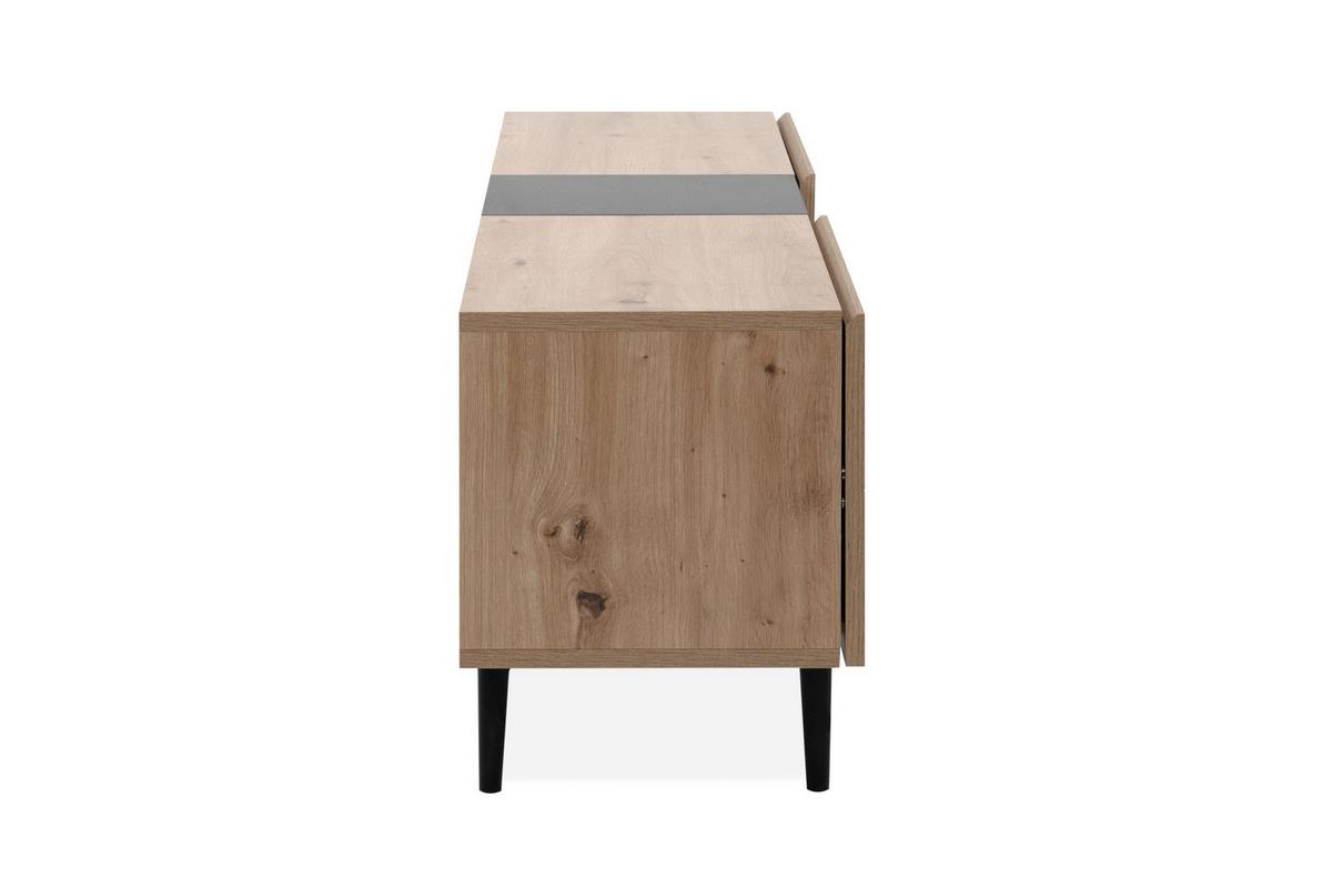 TV-BOARD Nola Artisan Oak Dekor/ schwarz - Schwarz/Braun, Holzwerkstoff/Kunststoff (160/48/37cm) - Finori GmbH