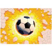 FOTOTAPETE Kinderzimmer Junge Fußball 3D Effekt 250x175 - Multicolor, Papier (250/175cm) - Wallarena