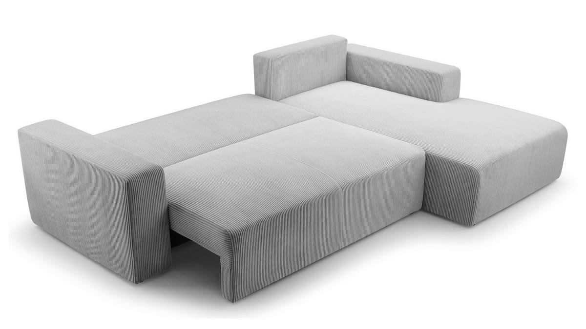ECKSOFA L Form Catea Hellgrau 279/145/84 cm Rechts mit Schlaffunktion - Hellgrau/Schwarz, Kunststoff/Textil (279/145cm) - AX Living