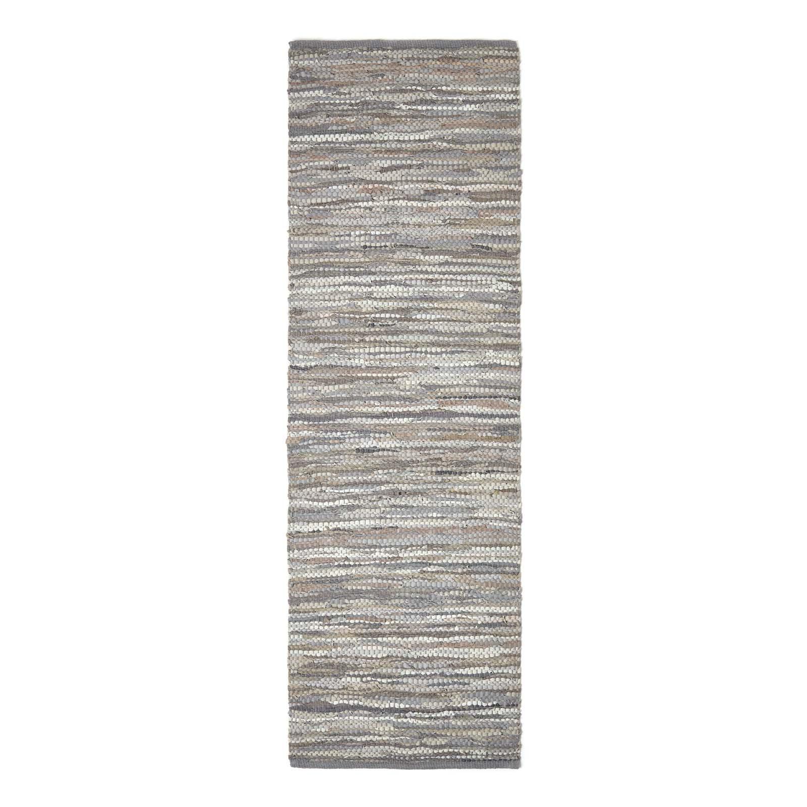 LEDER-TEPPICHLÄUFER Denver gewebt 66/200 cm - Grau, Leder (66/200cm) - Homescapes