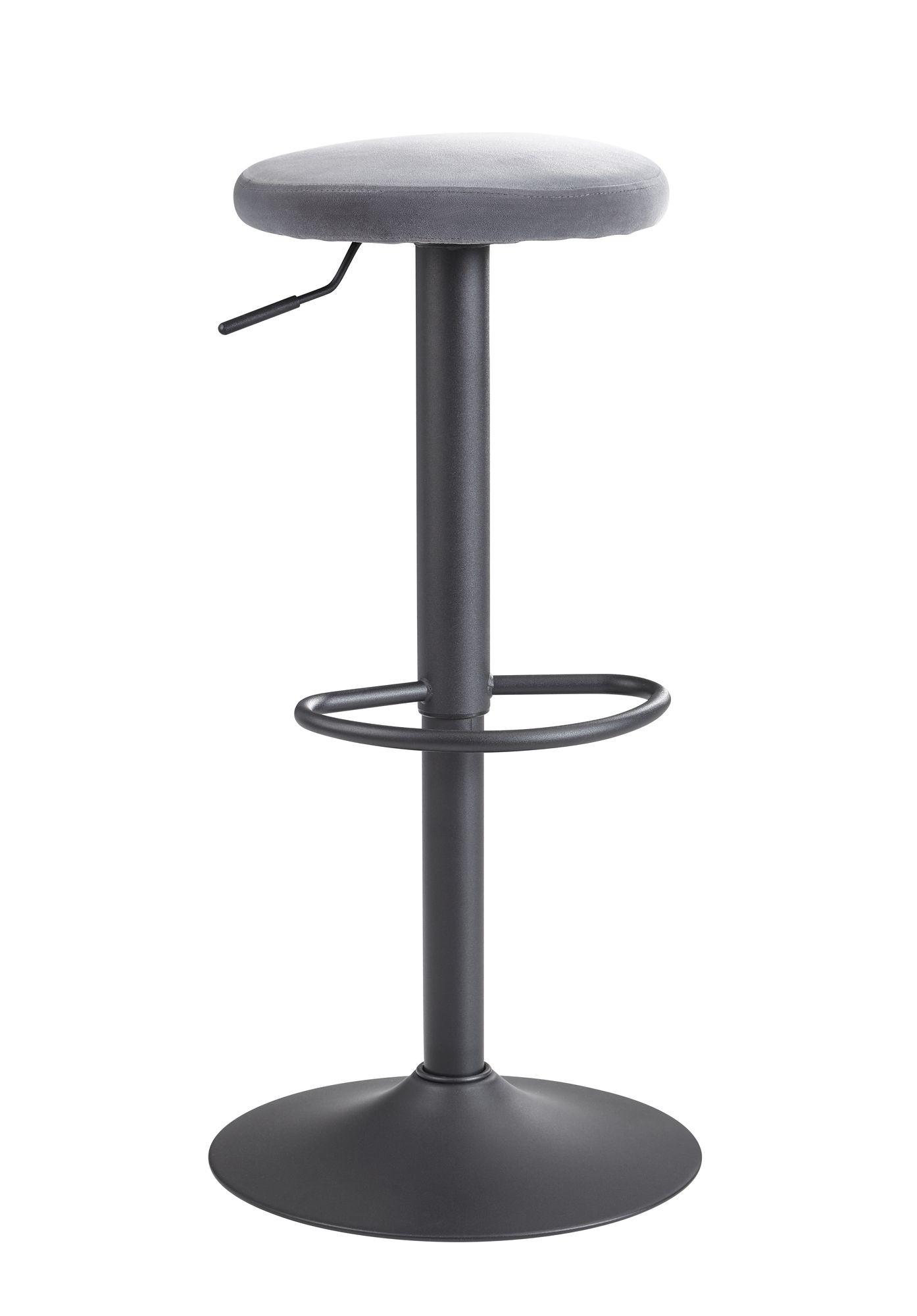 BARHOCKER Samt Höhenverstellbar Ohne Lehne Drehbar Metallgestell, Grau 40x40x79 cm - Schwarz/Grau, Textil/Metall (40/79/40cm) - KADIMA DESIGN