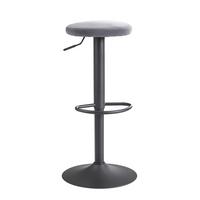 BARHOCKER Samt Höhenverstellbar Ohne Lehne Drehbar Metallgestell, Grau 40x40x79 cm - Schwarz/Grau, Textil/Metall (40/79/40cm) - KADIMA DESIGN