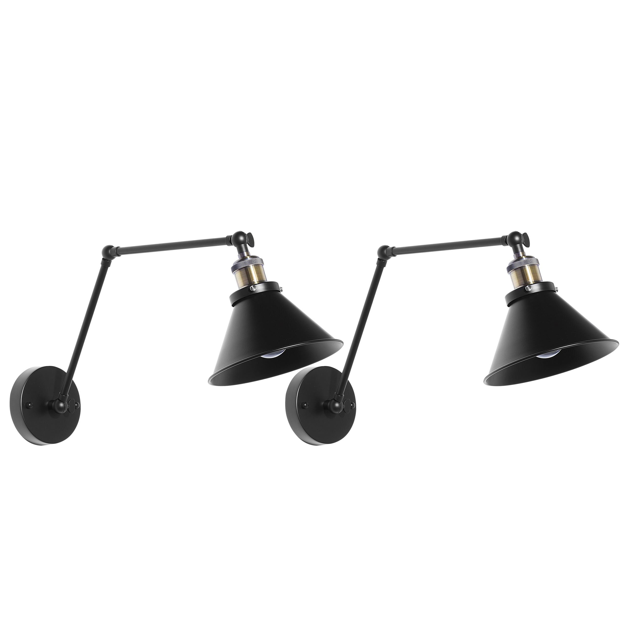 WANDLEUCHTE 2er-Set Narva 73/19/20 cm - Schwarz, Metall (73/20/73cm) - Beliani