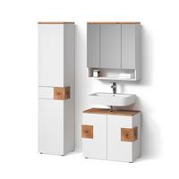 BADMÖBEL-SET Tanaro Weiß 3 Teile, mit Hochschrank - Weiß, Holzwerkstoff (73/64/37cm) - Livinity®