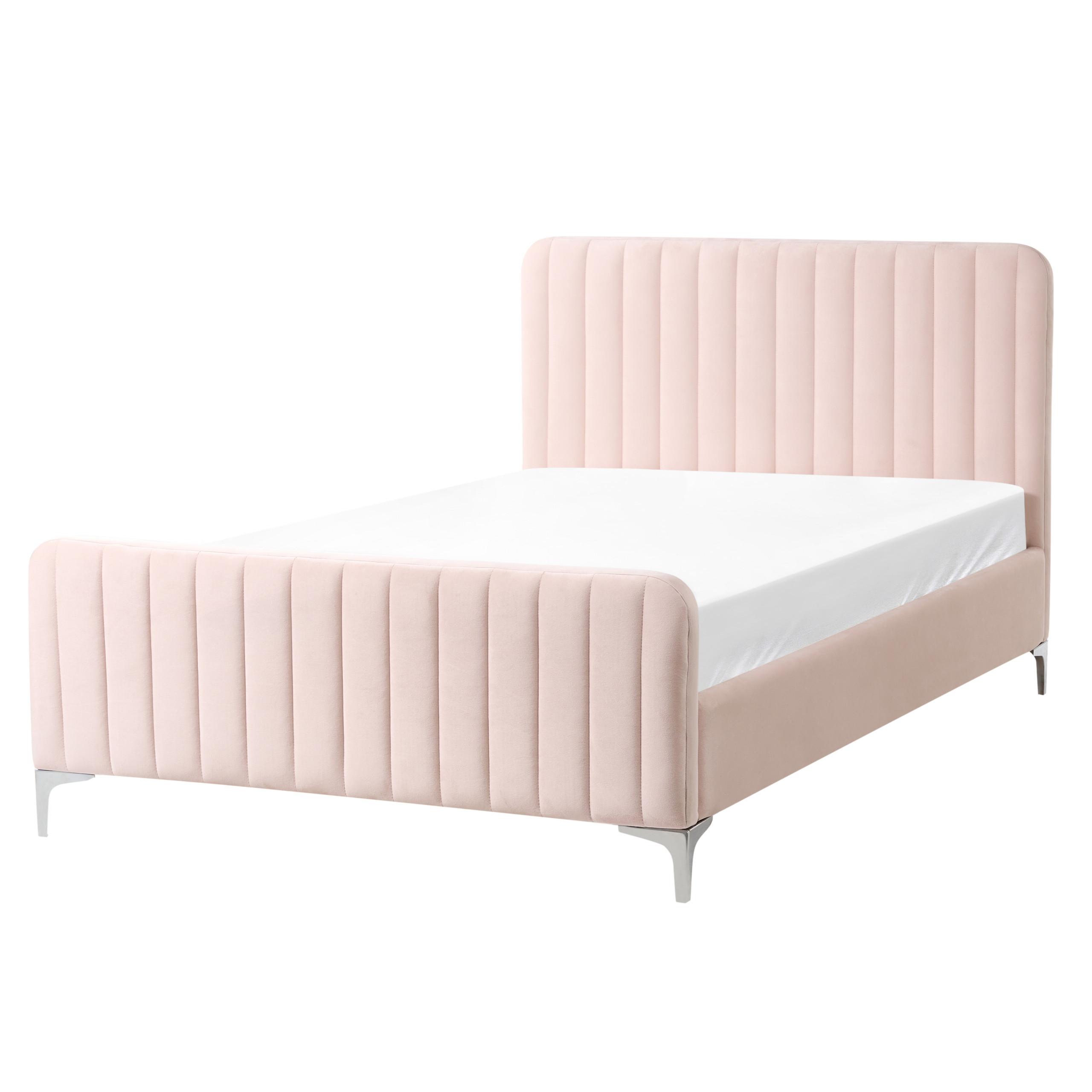 BETT mit Lattenrost 120/200 cm Pastellrosa Lunan - Pink, Textil (120/200cm) - Beliani