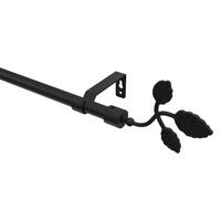 GARDINENSTANGE Olymp Alessia 260 cm (geteilt in 2 x 130 cm), 1-läufig (ohne Ringe), 16 mm Ø Schwarz - Schwarz, Metall (260cm) - INTERDECO