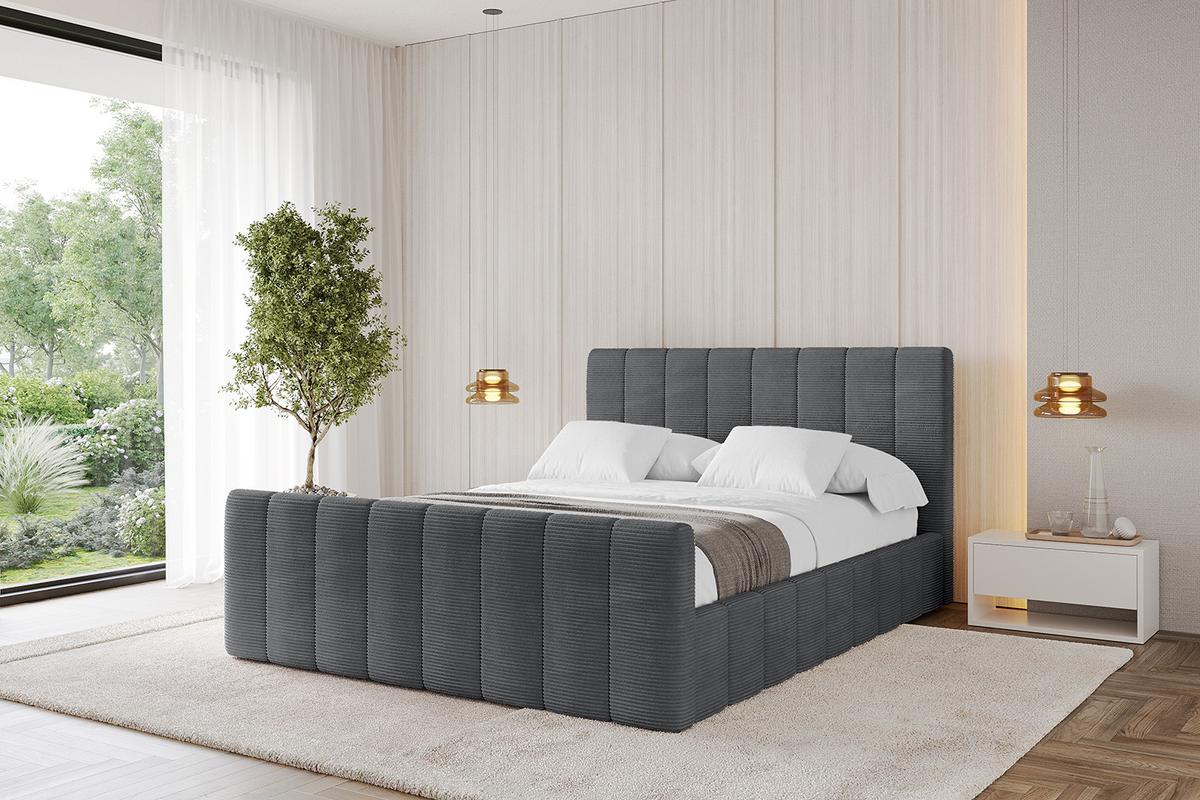 POLSTERBETT mit Bettkasten, Fußteil und Lattenrost, Boxbett ohne Matratze - FINO-Z 180x200 Dunkelgrau - Anthrazit, Holzwerkstoff/Textil (180/200cm) - ALTDECOR