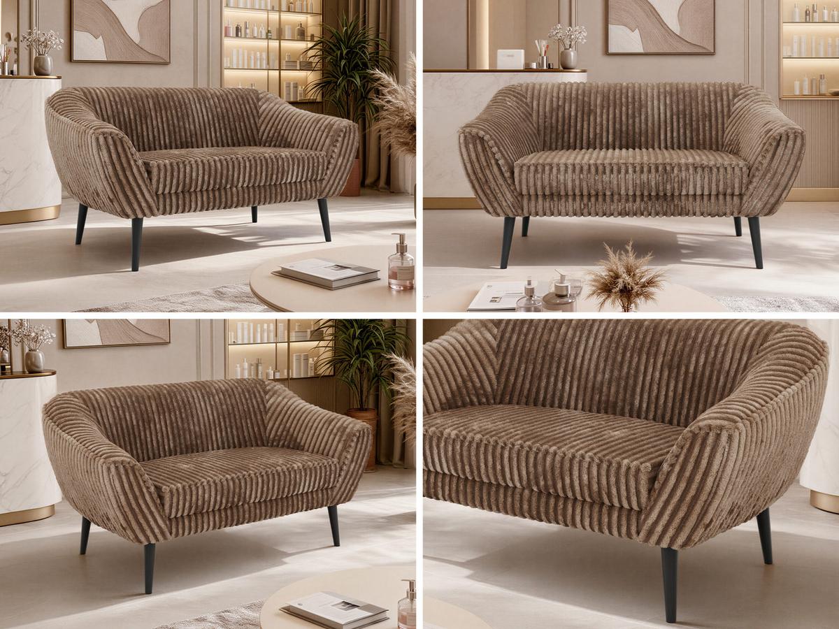 2-SITZER-SOFA PIRS - Braun Cord - Schwarze Beine - Schwarz/Braun, Holzwerkstoff/Textil (140/75/74cm) - MKS