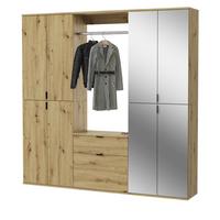 GARDEROBEN-SET Artisan Eiche 183 cm, Komplettset mit flexibler Inneneinteilung - Schwarz/Eiche Artisan, Glas/Holzwerkstoff (183/193/34cm) - Inn.Furn