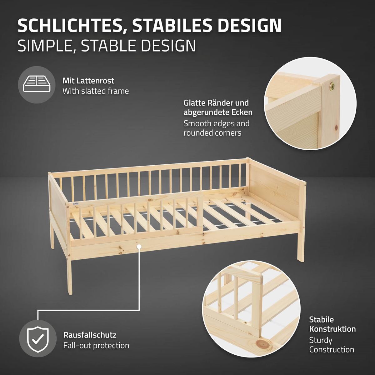 KINDERBETT 80x160 cm Natur - Naturfarben, Holz (80/160cm) - ML-DESIGN