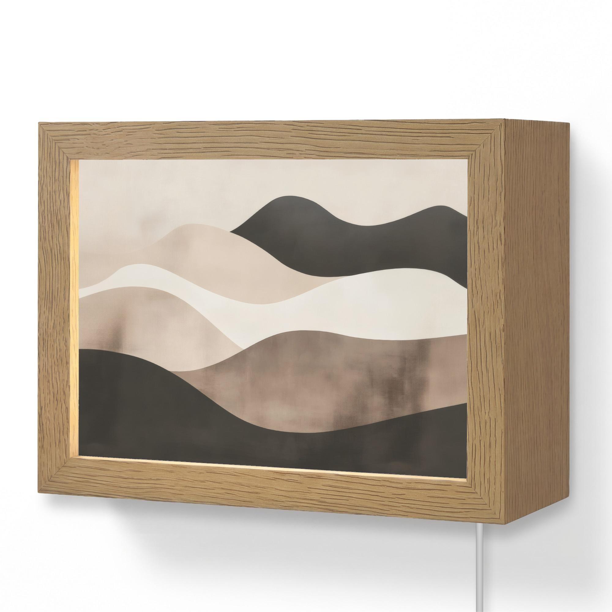 WANDLEUCHTE Abstrakt - Landschaft - Wellen - Cremefarben 20x15 cm - Graubraun, Holzwerkstoff (20/15/8cm) - OnlyWow