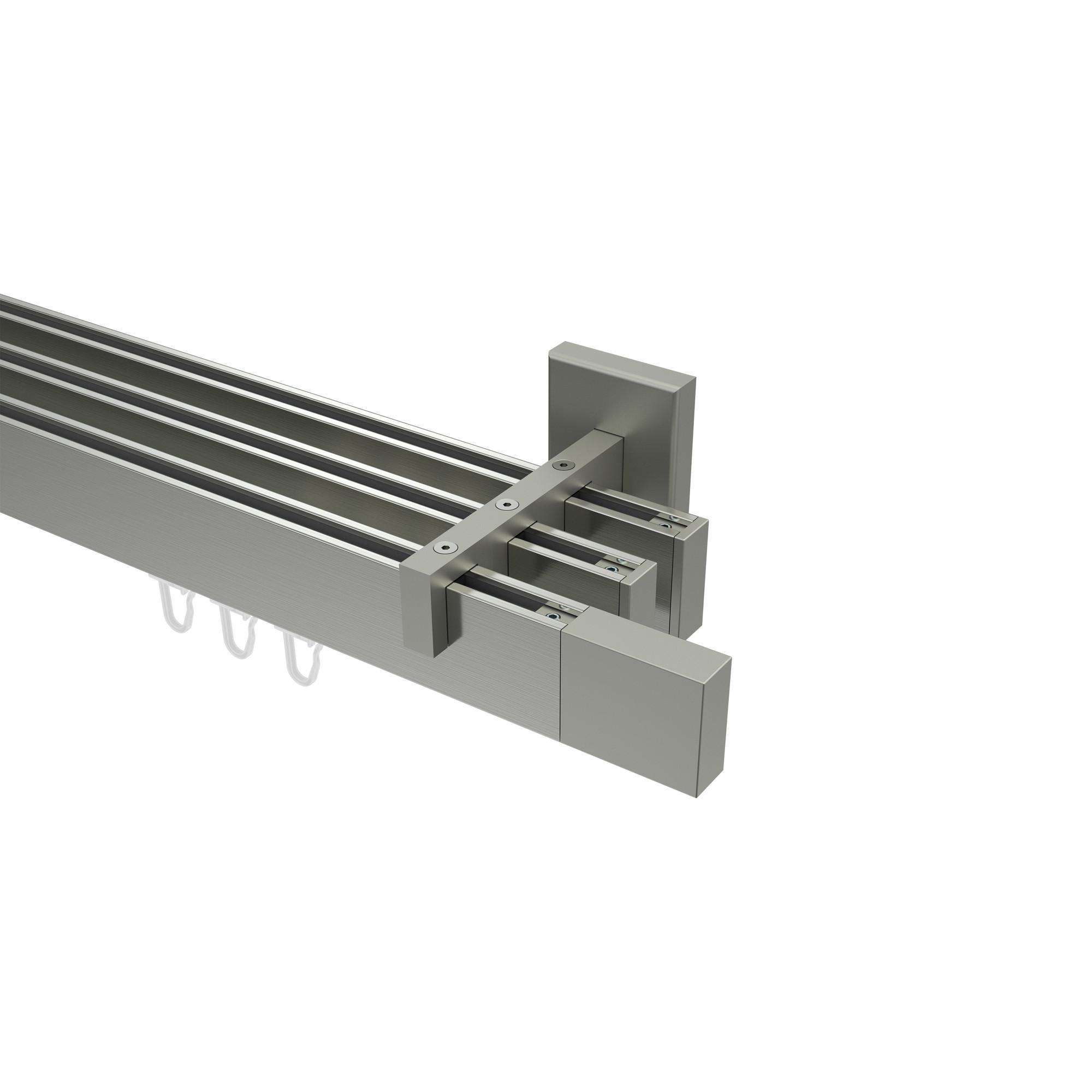 GARDINENSTANGE INNENLAUF Smartline Lox 540 cm (geteilt in 3 x 180 cm), 3-läufig, 14x35 mm Edelstahl-Optik - Edelstahlfarben, Metall (540cm) - INTERDECO