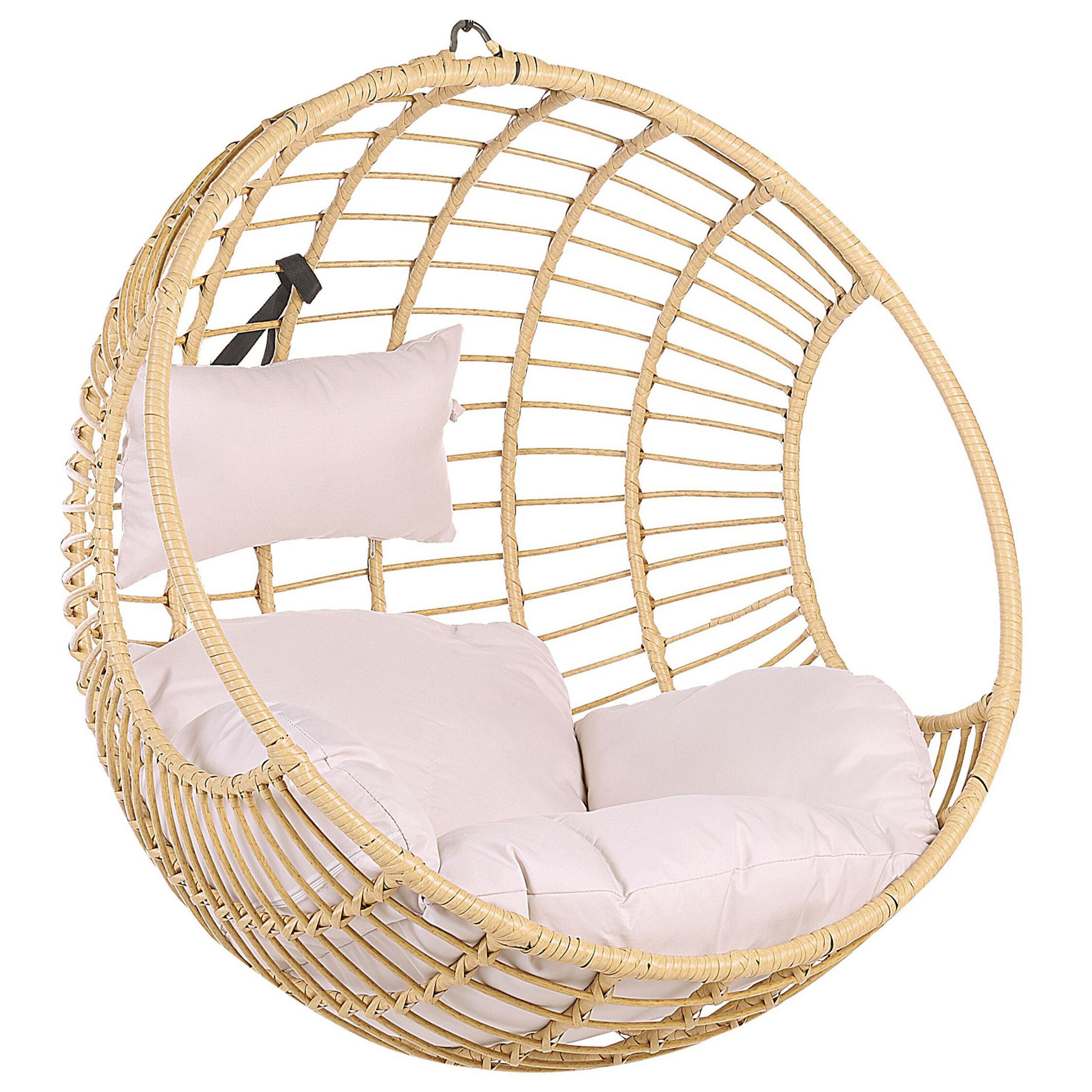 HÄNGESESSEL PE Rattan natürlich 99 cm Aspio - Beige/Braun, Kunststoff (99/99/65cm) - Beliani