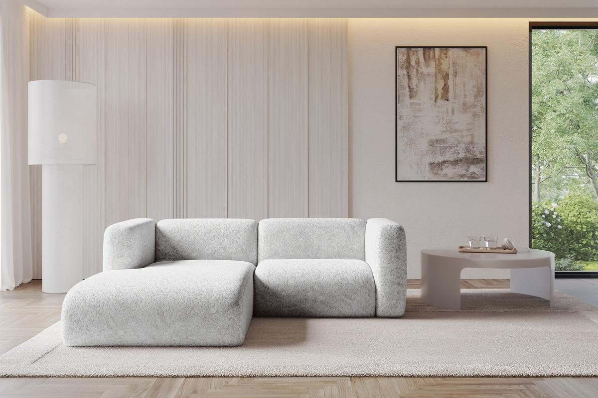 ECKSOFA Ottomane Links MIRA-L1 227x179x89 Grau Velours - Schwarz/Grau, Holzwerkstoff/Kunststoff (227/179cm) - ALTDECOR