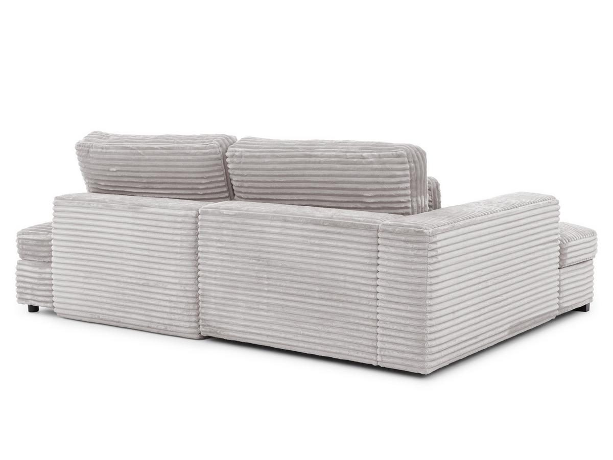 ECKSOFA Wolke mit tiefer Sitzfläche, Schlaffunktion und praktischem Bettkasten aus weichem Hellgrau Cordstoff - Hellgrau/Schwarz, Holz/Kunststoff (162/225cm) - S-Style