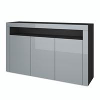 SIDEBOARD Valencia Grau Hochglanz / Grau Hochglanz - Grau, Holzwerkstoff (155/92/40cm) - Vladon