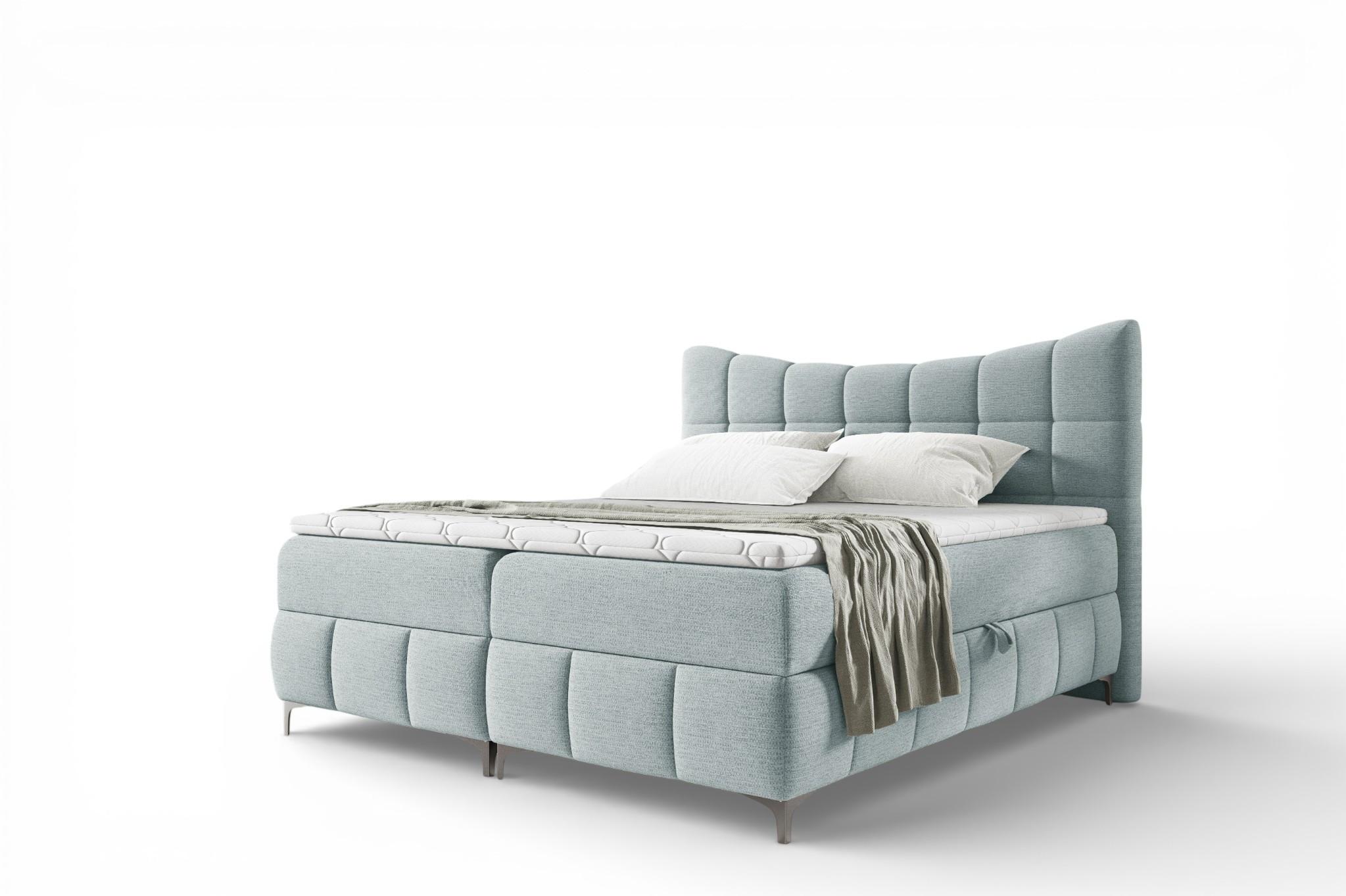BOXBETT Charles Premi.. In Freya - Hellblau, Holzwerkstoff/Textil (140/200cm) - Fun Möbel
