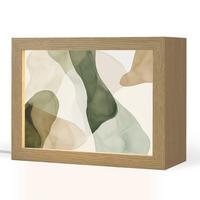 TISCHLEUCHTE Japandi - Abstrakt - Grün 20x15 cm - Buchefarben, Holzwerkstoff (8/20/15cm) - OnlyWow