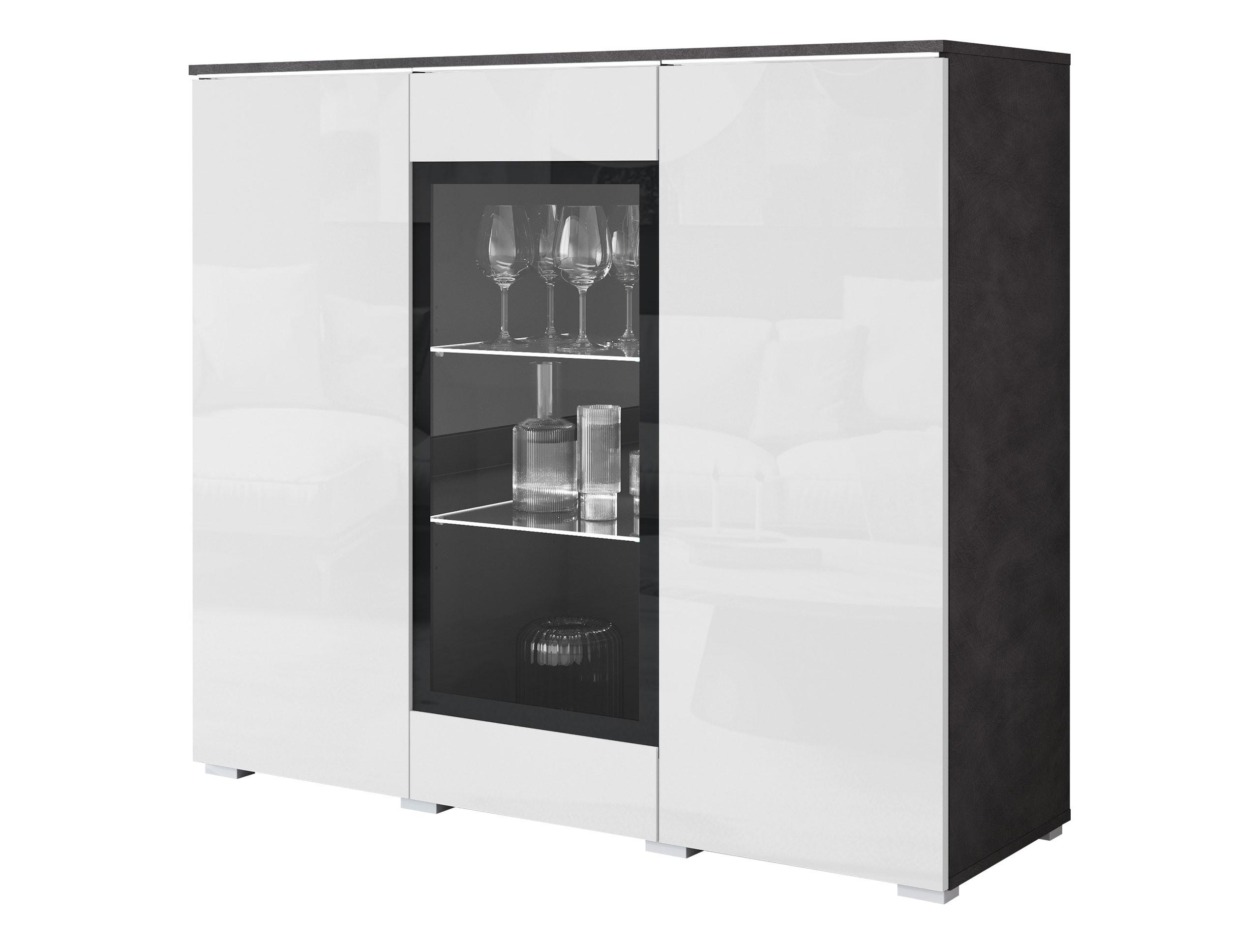 KOMMODE Vera 120 mit weißer LED Beleuchtung - Weiß Hochglanz/Silberfarben, Holzwerkstoff/Kunststoff (120/104/40cm) - MIRJAN24