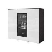 KOMMODE Vera 120 mit weißer LED Beleuchtung - Weiß Hochglanz/Silberfarben, Holzwerkstoff/Kunststoff (120/104/40cm) - MIRJAN24