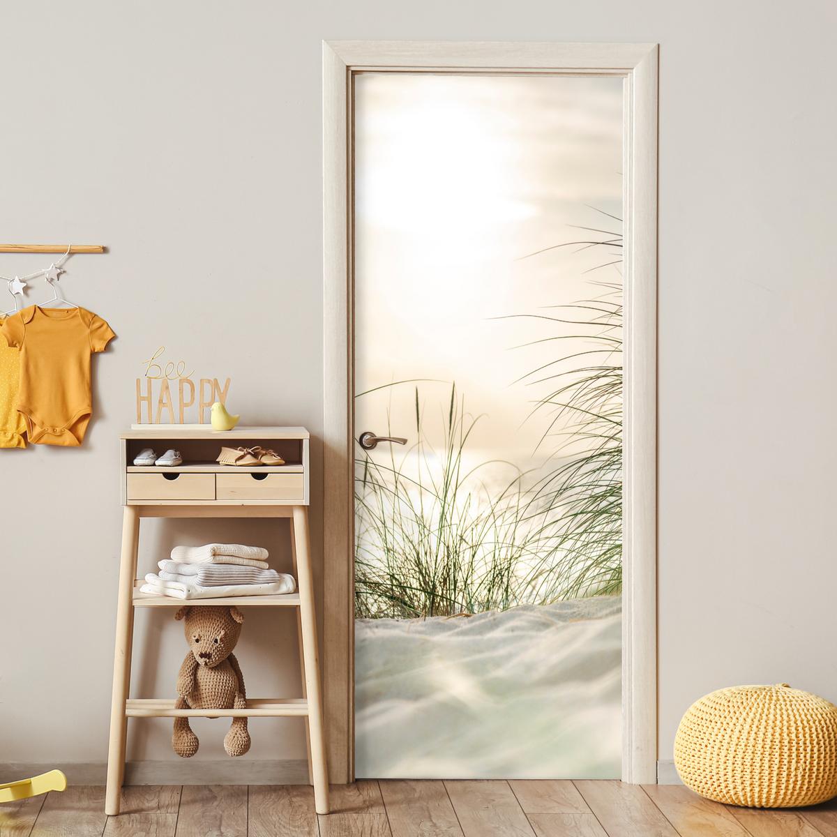 TÜRAUFKLEBER Dünen am Wattenmeer 90x235 cm - Türtapete - Sandfarben, Kunststoff (90/0.1cm) - MuchoWow