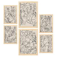 POSTER Set Mit 6 Ruffenrahmen 2 Zusammenfassung A3 & A4 Rahmen Aus Hellem Holz - Beige, Papier (29/3cm) - Nacnic