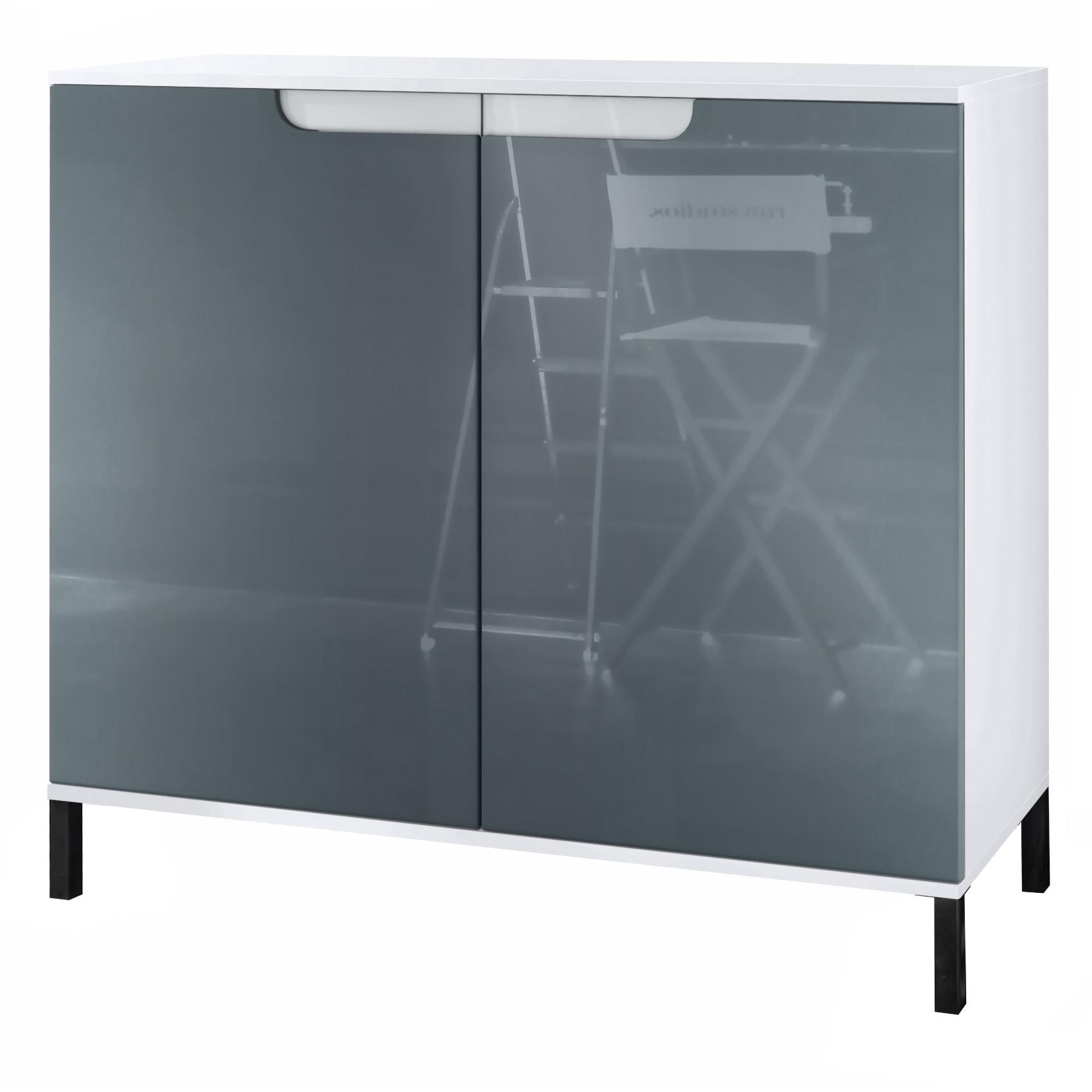 KOMMODE Sylt Grau Hochglanz - Grau, Holzwerkstoff (92.5/83.5/35cm) - Vladon