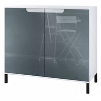 KOMMODE Sylt Grau Hochglanz - Grau, Holzwerkstoff (92.5/83.5/35cm) - Vladon