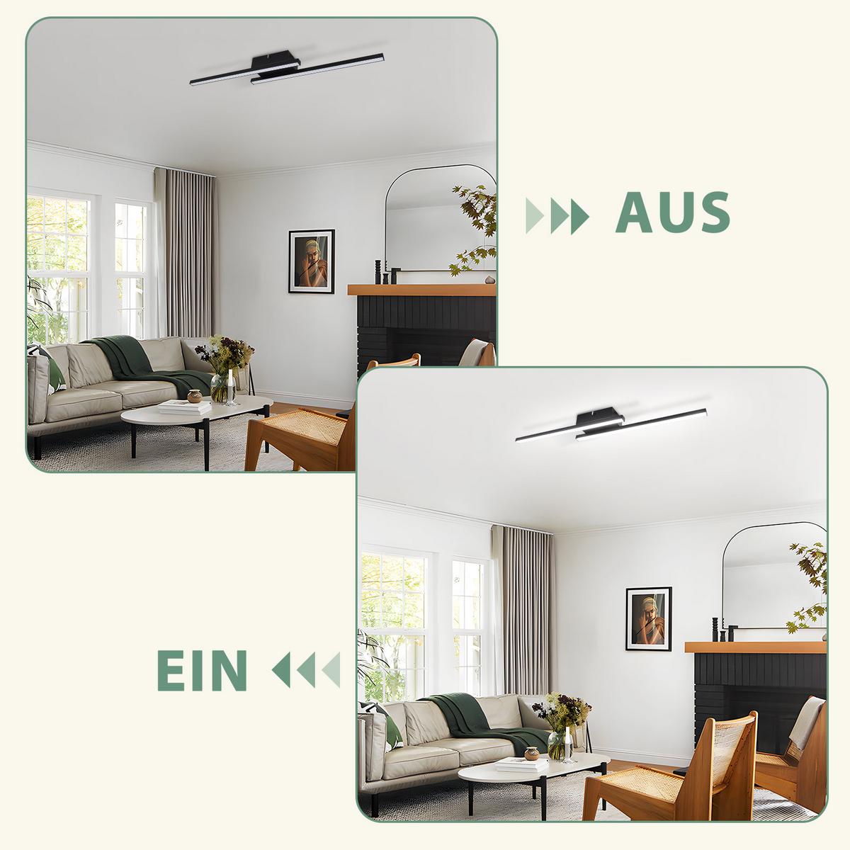 LED DECKENLEUCHTE Orythos 61.5/7/4.8 cm - Schwarz, Kunststoff/Metall (61.5/7/4.8cm) - ZMH