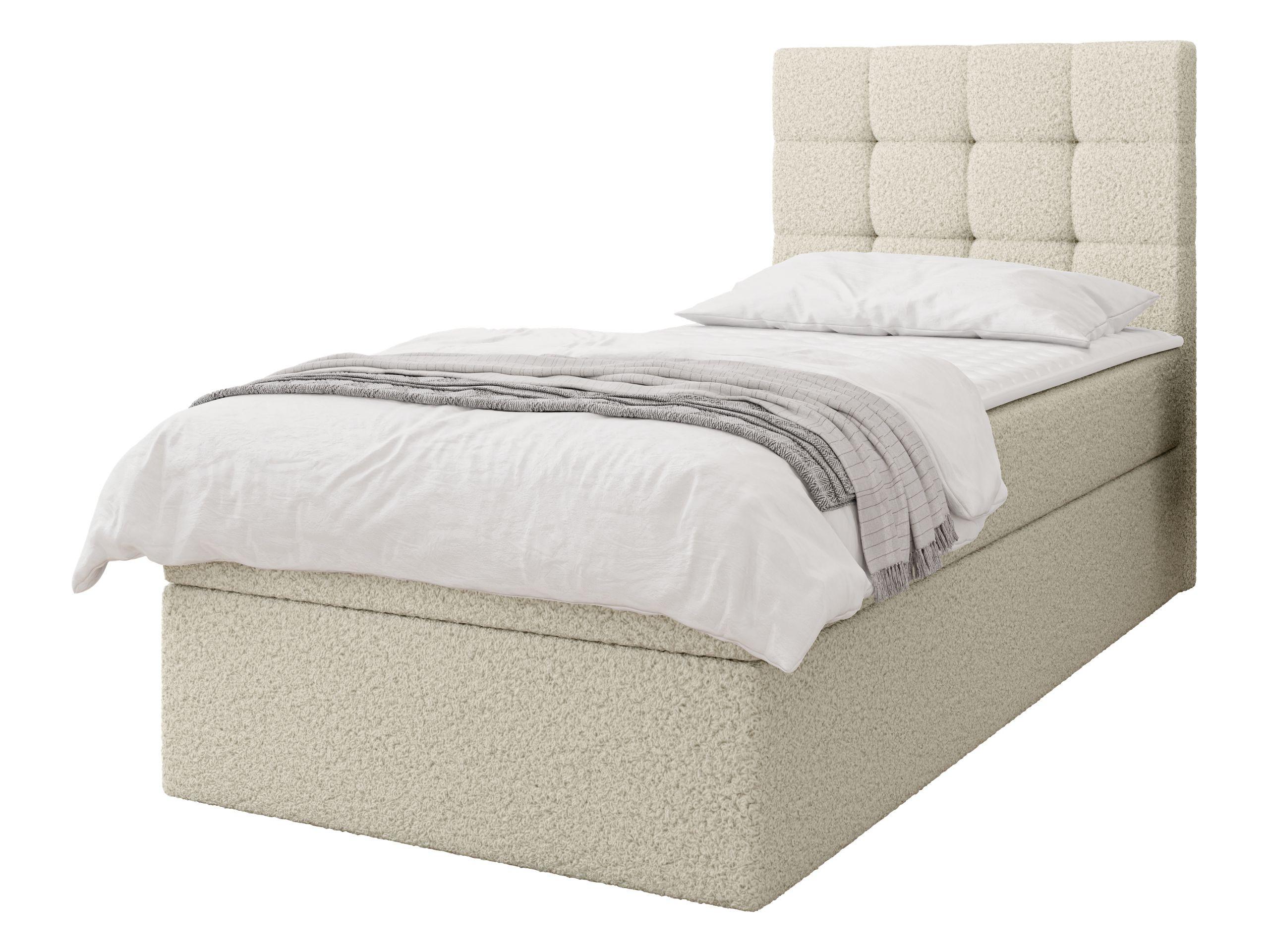 BOXBETT Luanda Boucle Single - H3 - Creme/Schwarz, Holz/Kunststoff (90/200cm) - MIRJAN24