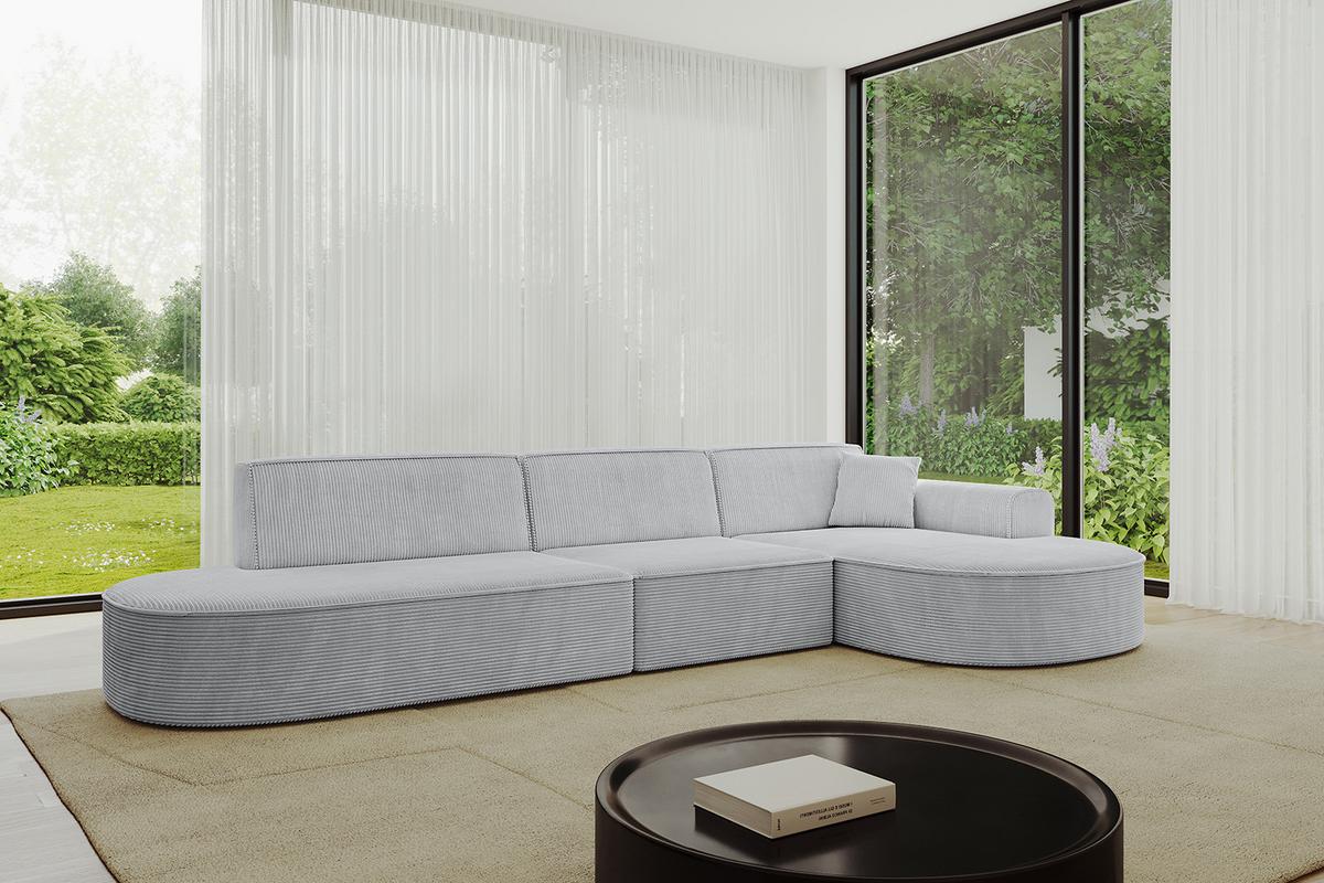 ECKSOFA Ottomane Rechts MARI-L2 - 328x171x79 cm Grau Cord - Schwarz/Grau, Holzwerkstoff/Kunststoff (171/328cm) - ALTDECOR