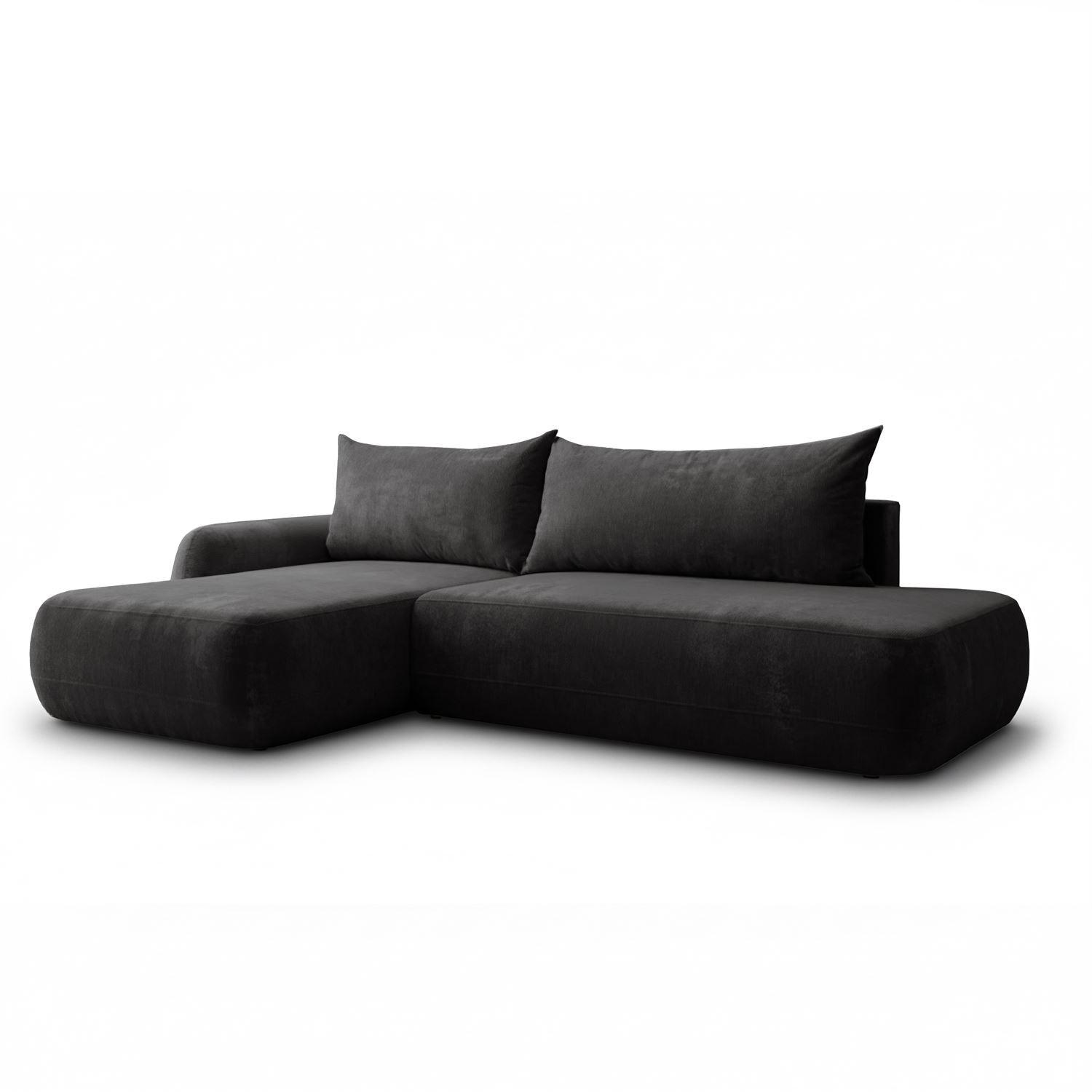 ECKSOFA GOYA mit Schlaffunktion und Bettkasten, Linke,Perfect Harmony 99 - Anthrazit, Textil (184/302cm) - Lookway