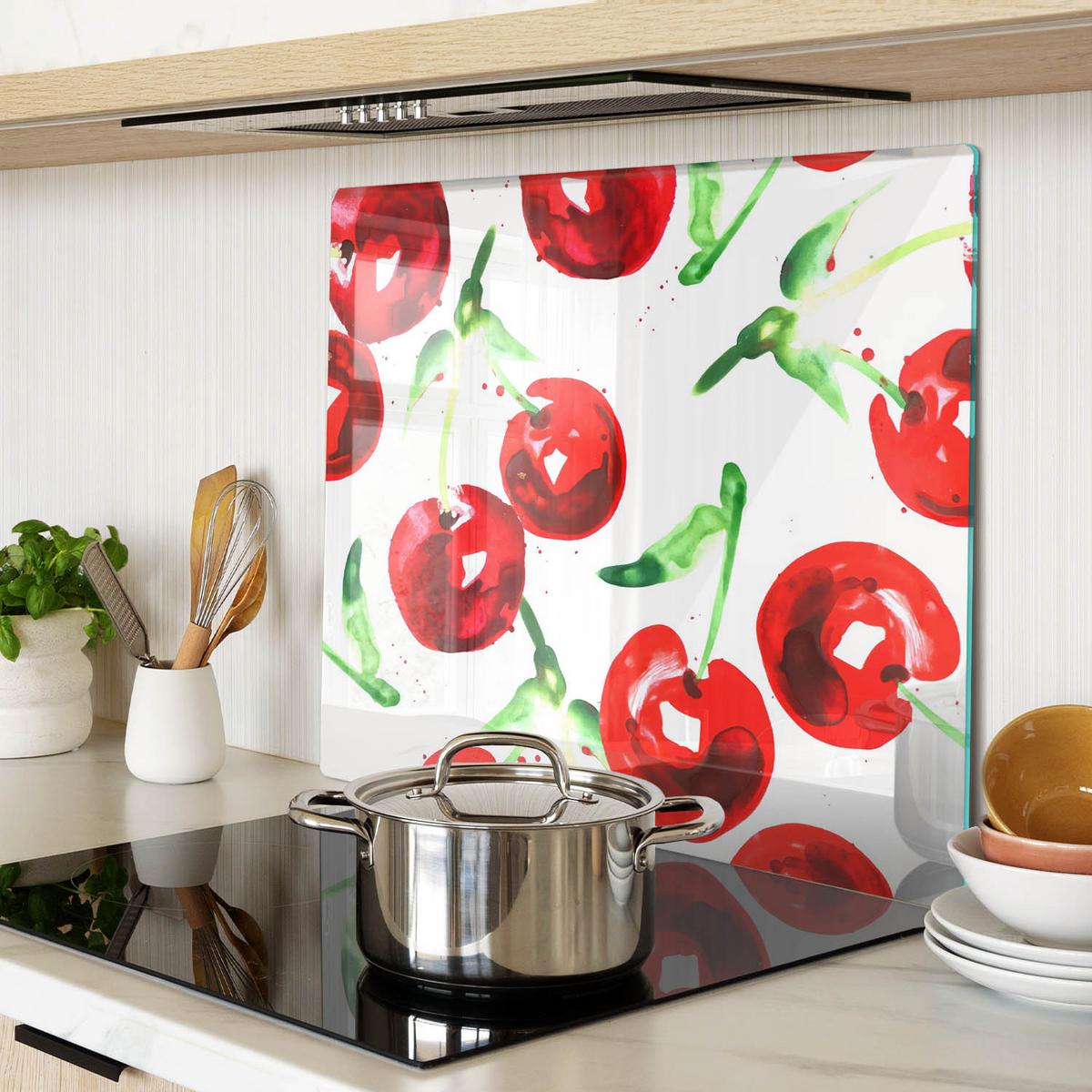 GLASPLATTE 60x52 cm Kirschen - Rot, Glas (60/0.4/52cm) - TULUP