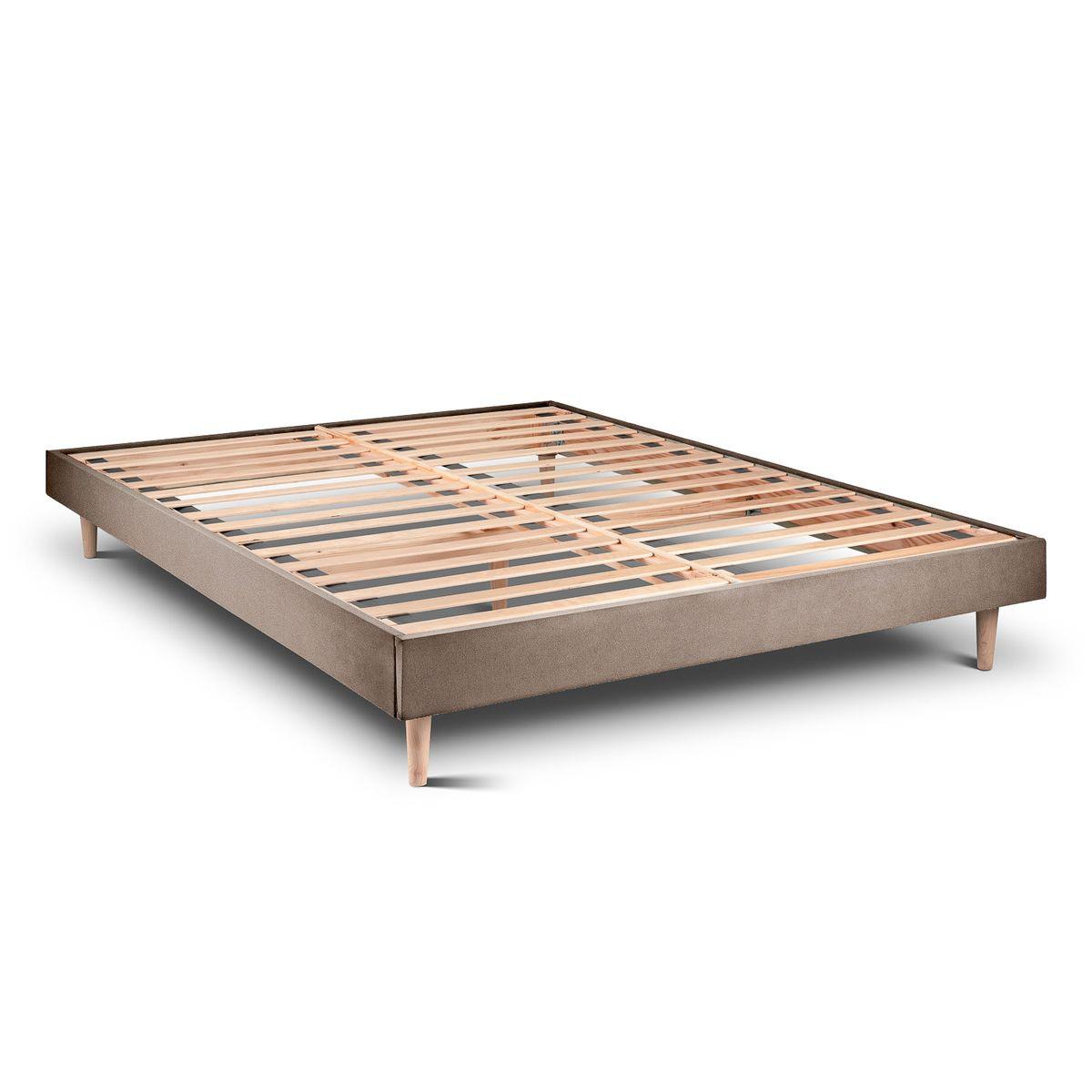 LATTENROST – Samtstoff – Bausatz zur Selbstmontage - 180x200 cm - Taupe/Beige, Karton/Holz (180/200cm) - Sommeil de Plomb