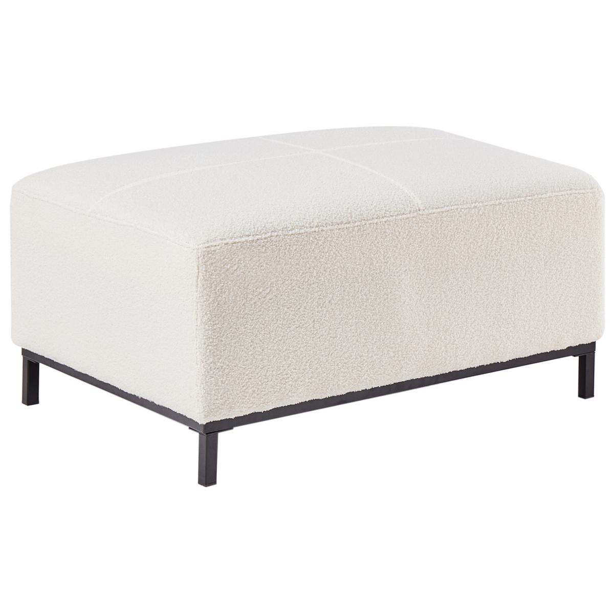 ECKFSOFA 5-Sitzer Bouclé Weiß mit Ottomane linksseitig Oslo - Schwarz/Weiß, Textil (270/151cm) - Beliani