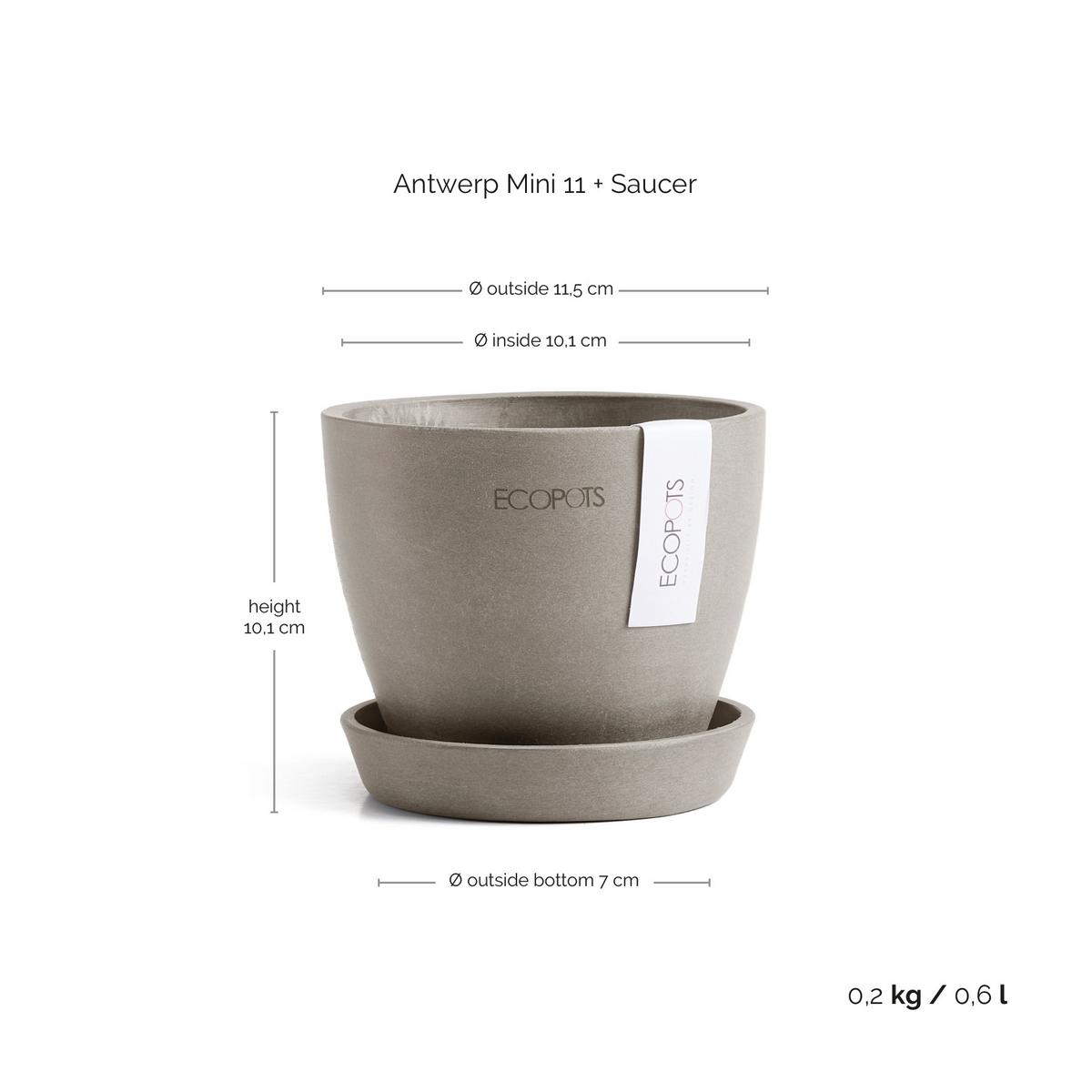 BLUMENTOPFUNTERSETZER Antwerp 11,5/10,1 cm Taupe - Taupe, Kunststoff (11.5/10.1cm) - Ecopots