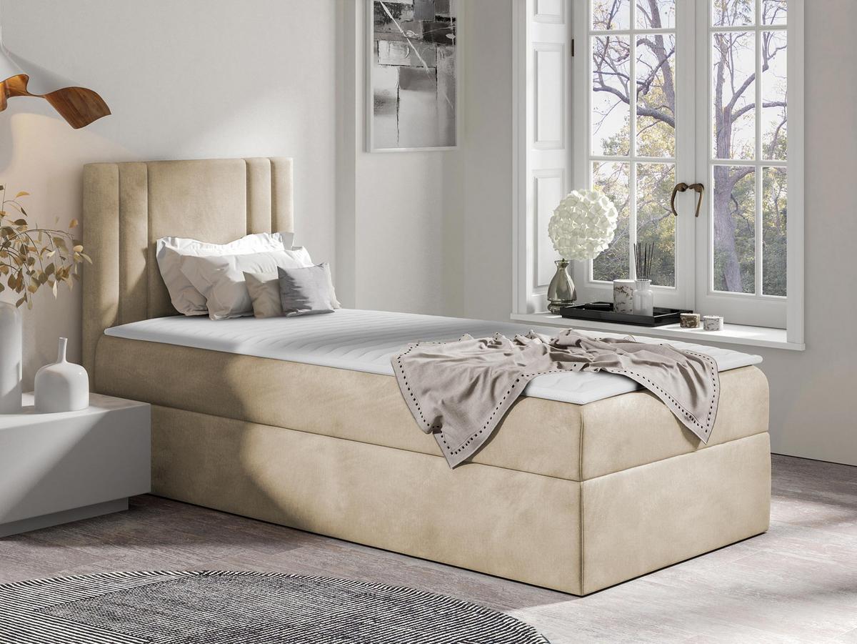 BOXBETT Carmen Mini, Seite zum Öffnen des Bettkastens: Links - H3 - Naturfarben, Holz (100/200cm) - MIRJAN24