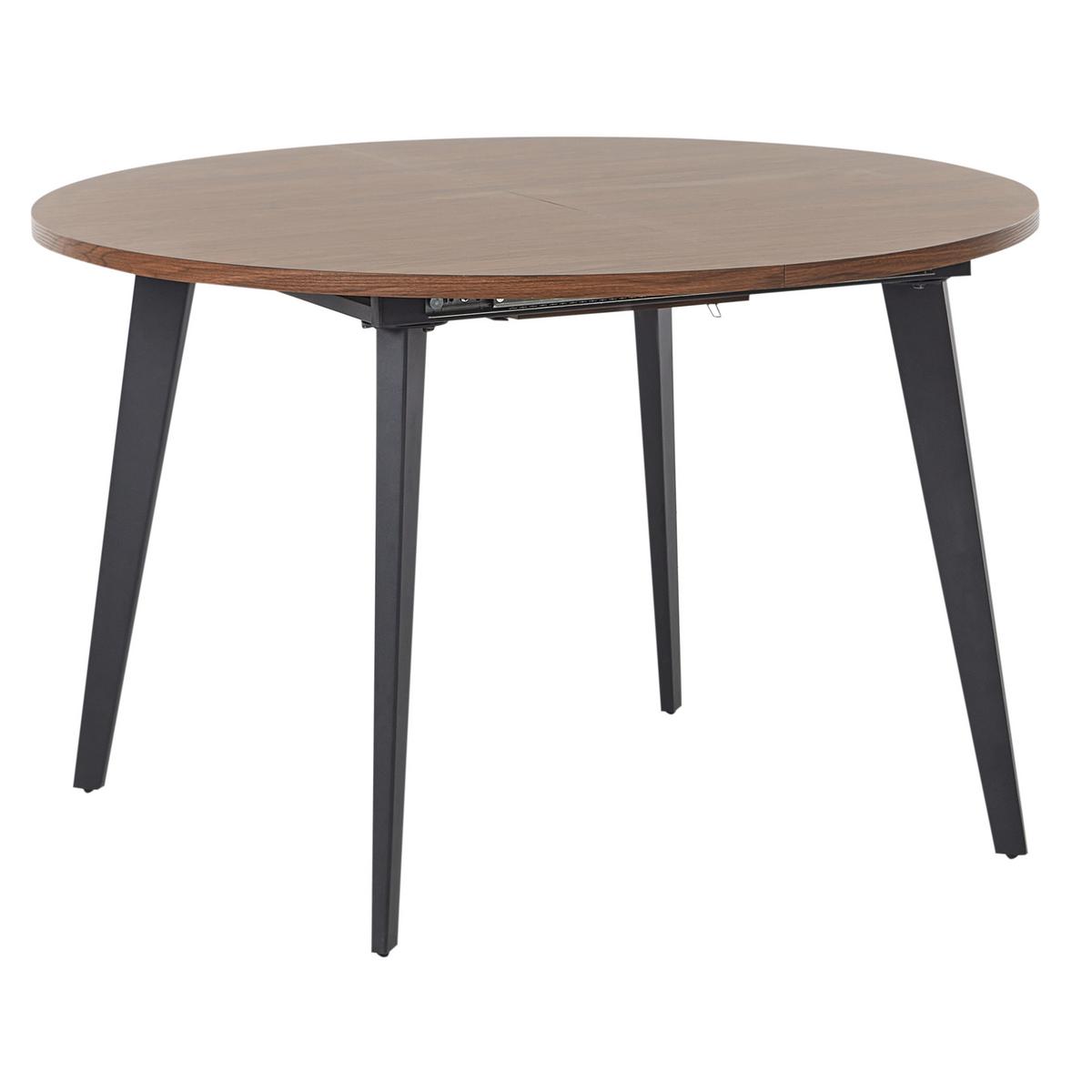 AUSZIEHBARER-ESSTISCH 120/150-120 cm Dunkler Holzfarbton/Schwarz Bovina - Dunkelbraun/Schwarz, Holzwerkstoff (120/120/75cm) - Beliani