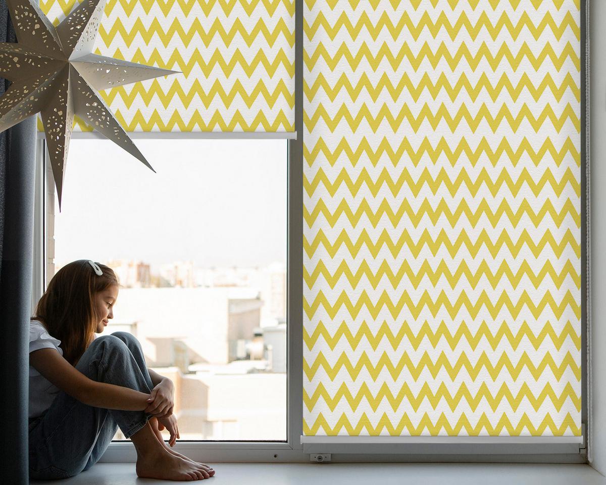 INNENROLLO - Fensterrollo - Rollo - 80x140 cm - Gelbe Zickzacklinien - Gelb, Kunststoff (80/140/0.5cm) - TULUP