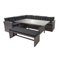 POLY-RATTAN-GARNITUR Grau - Grau, Kunststoff - MCW