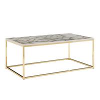 COUCHTISCH mit Marmor-Optik, Metallbeine, rechteckig, Serie MARBRIX, Weiß 100x60x40 cm - Goldfarben/Weiß, Holz/Metall (60/100/40cm) - KADIMA DESIGN