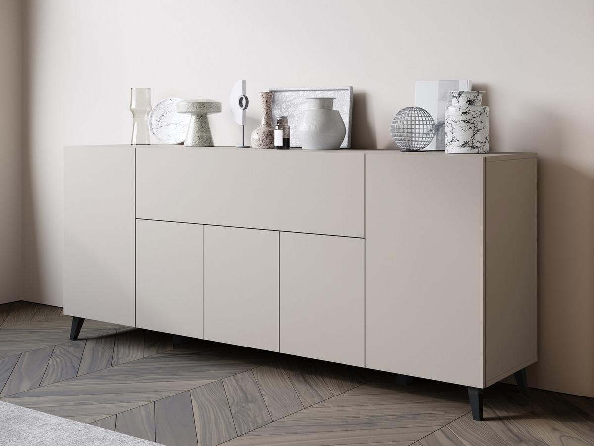 SIDEBOARD Phuket 180 - Kaschmir/Schwarz, Holzwerkstoff/Kunststoff (180/76/38cm) - MIRJAN24