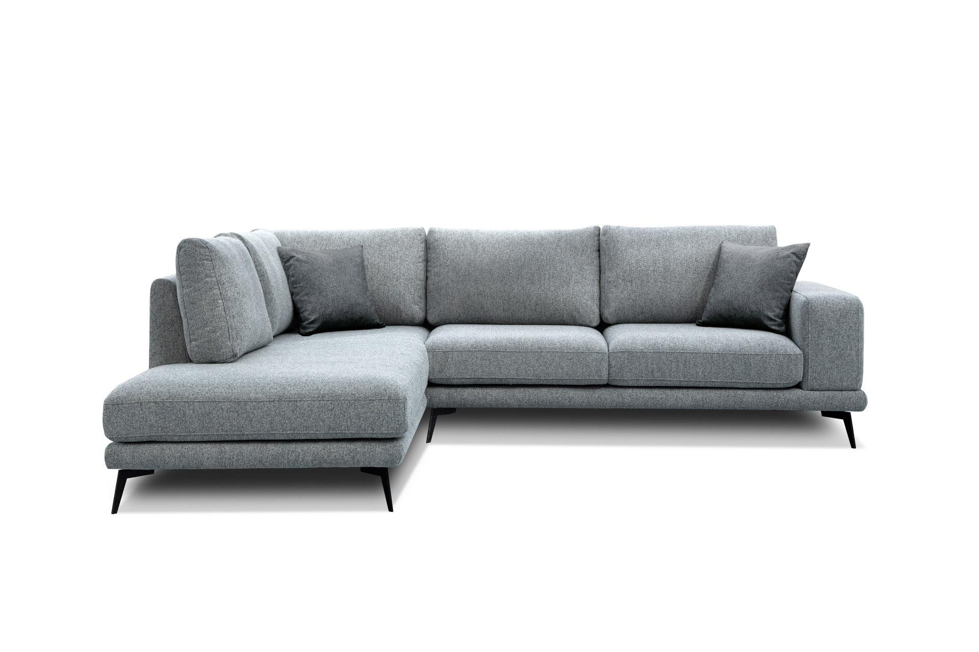 ECKSOFA MEDIOLANE 5-Sitzer, silberfarben - Silberfarben, Holzwerkstoff/Textil (219/282cm) - Wozimo