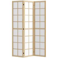 PARAVENT Kiefernholz Vliesstoff Naturholz - Naturfarben, Holz/Textil (1.7/170/120cm) - HOMCOM