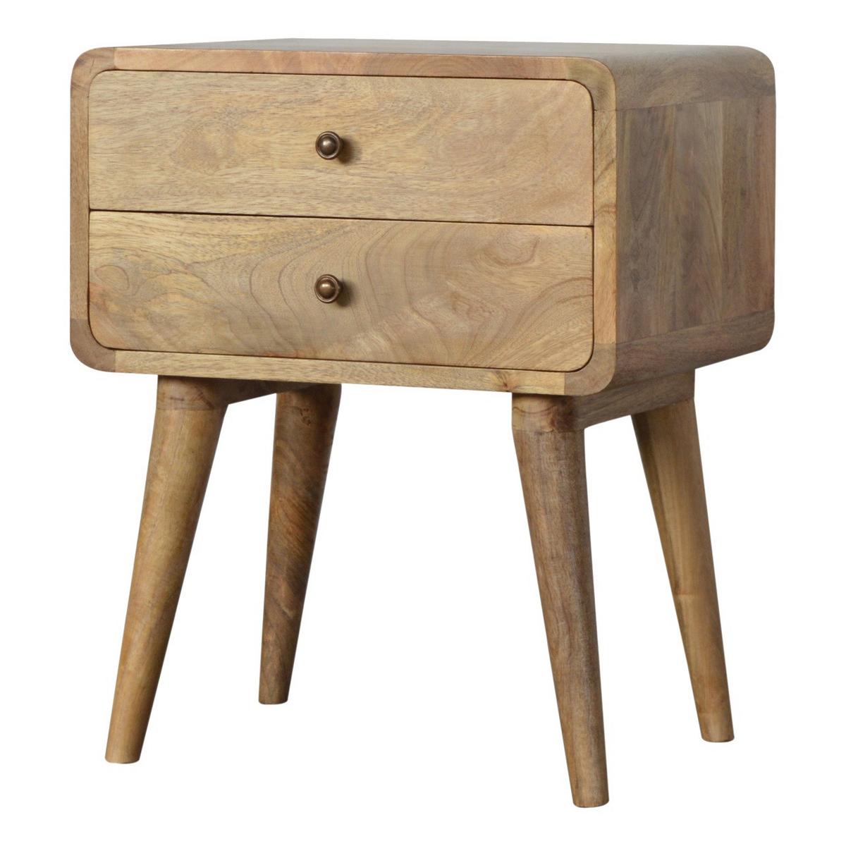 NACHTTISCH mit 2 Schubladen, Beige - Messingfarben/Braun, Holz/Metall (45/55/35cm) - Artisan Furniture