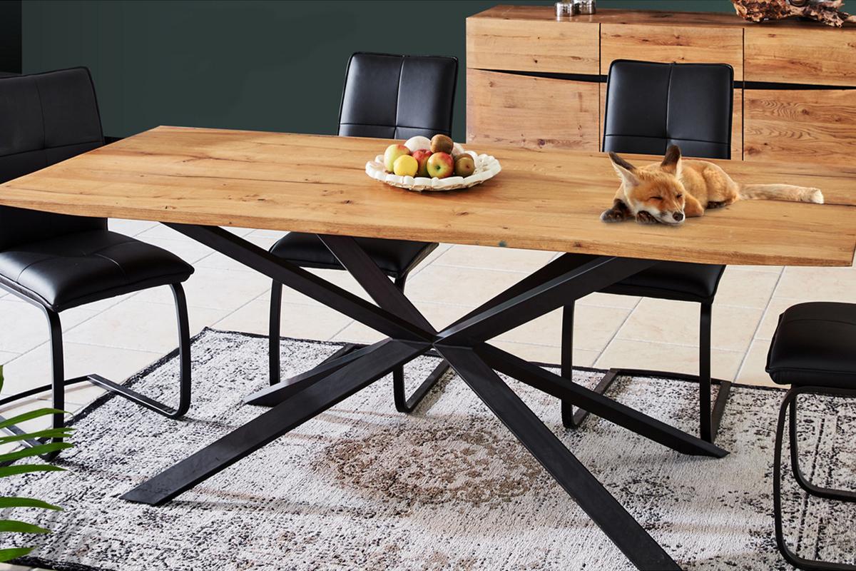 ESSTISCH YOSHA Holz - Zwetschgeholzfarben/Schwarz, Holz (95/220/76cm) - KAWOLA